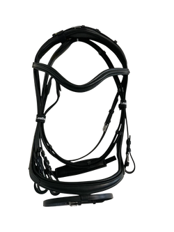 Трензельная анатомическая уздечка с тесьмяным поводом (LeatherArt, Индия)